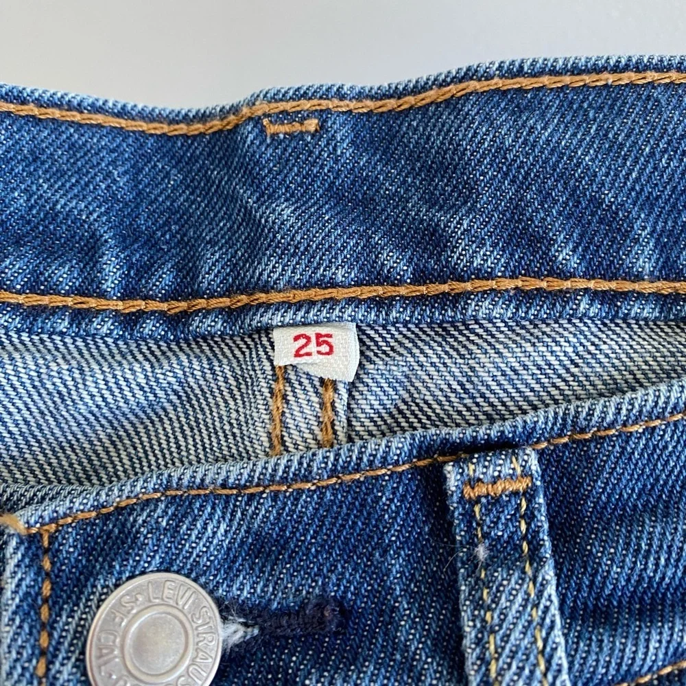 Levi's Blue Distressed Jean Mini Skirt Size 25 Rodeo Western Festival